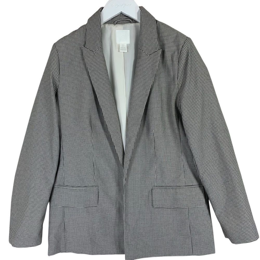 H&M Black and White Checkered open front Blazer size small